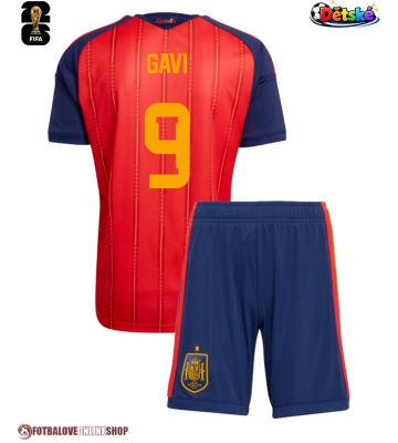 Španělsko Paez Gavi #9 Domácí dres komplet pro Děti MS 2026 Krátkým Rukávem (+ Krátké kalhoty)